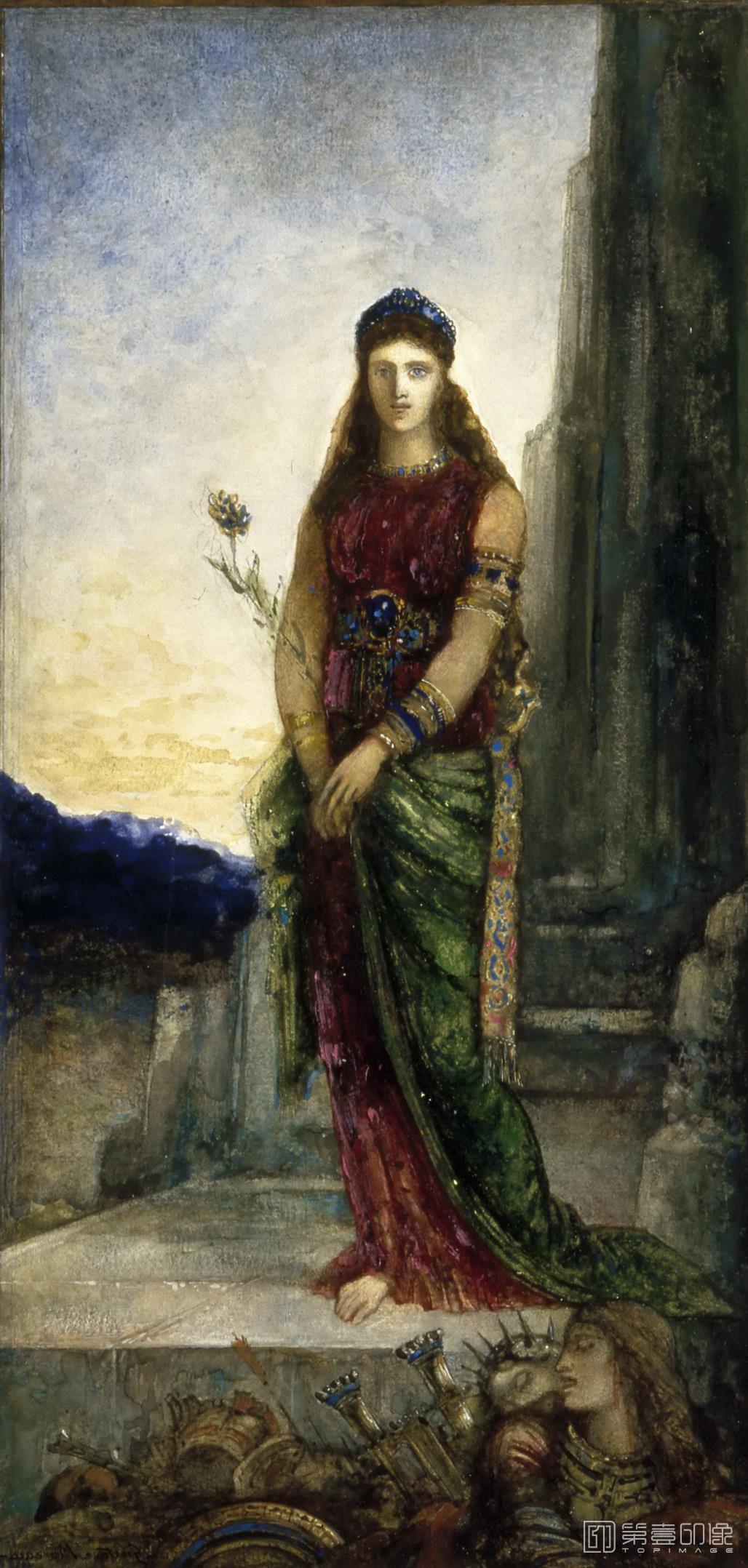 油画-卢浮宫-Gustave MoreauHelen on the Walls of Troy-0869